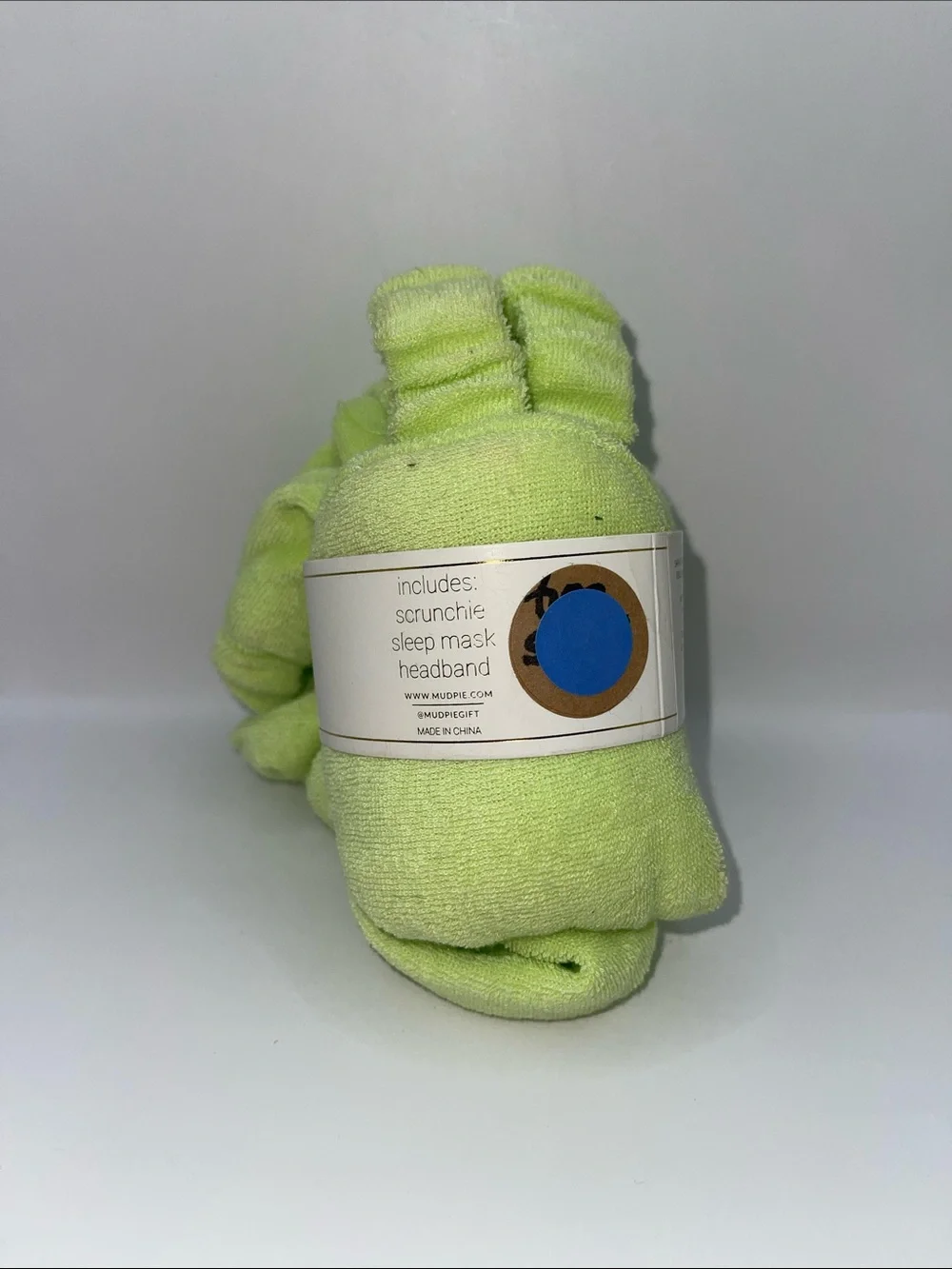 MudPie Self-Care Set Terrycloth Essentials Scrunchies - Lime Green & Teal